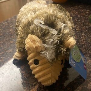 Vibrant Plush Hedgehog Dog Toy - Brown and Tan